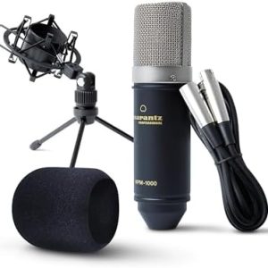 MPM-1000 – Studio Recording XLR Condenser Microphone with Desktop Stand and Cable – For Podcast and Streaming Projects